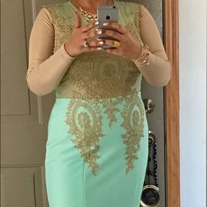 Beautiful mint green and gold dress
